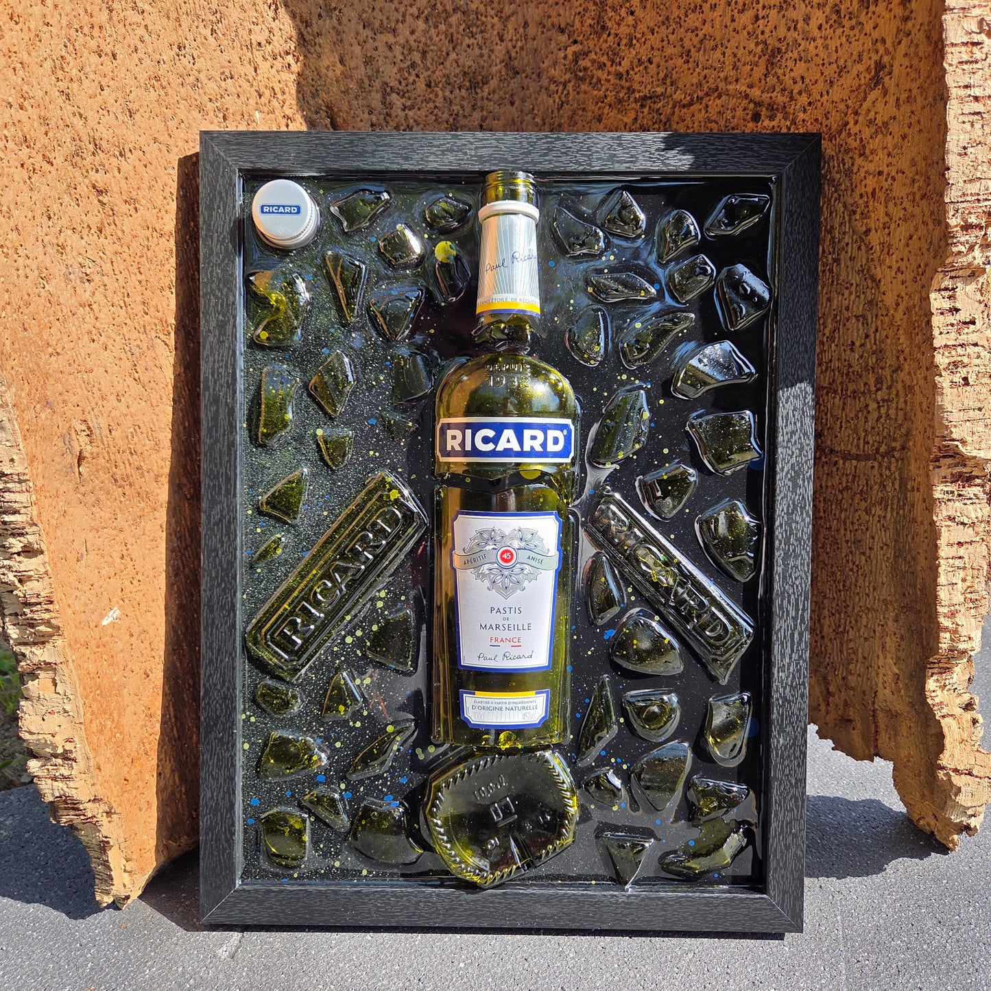 Tableau Déco Ricard en Résine Époxy - Bouteille cassée Original & Artisanal