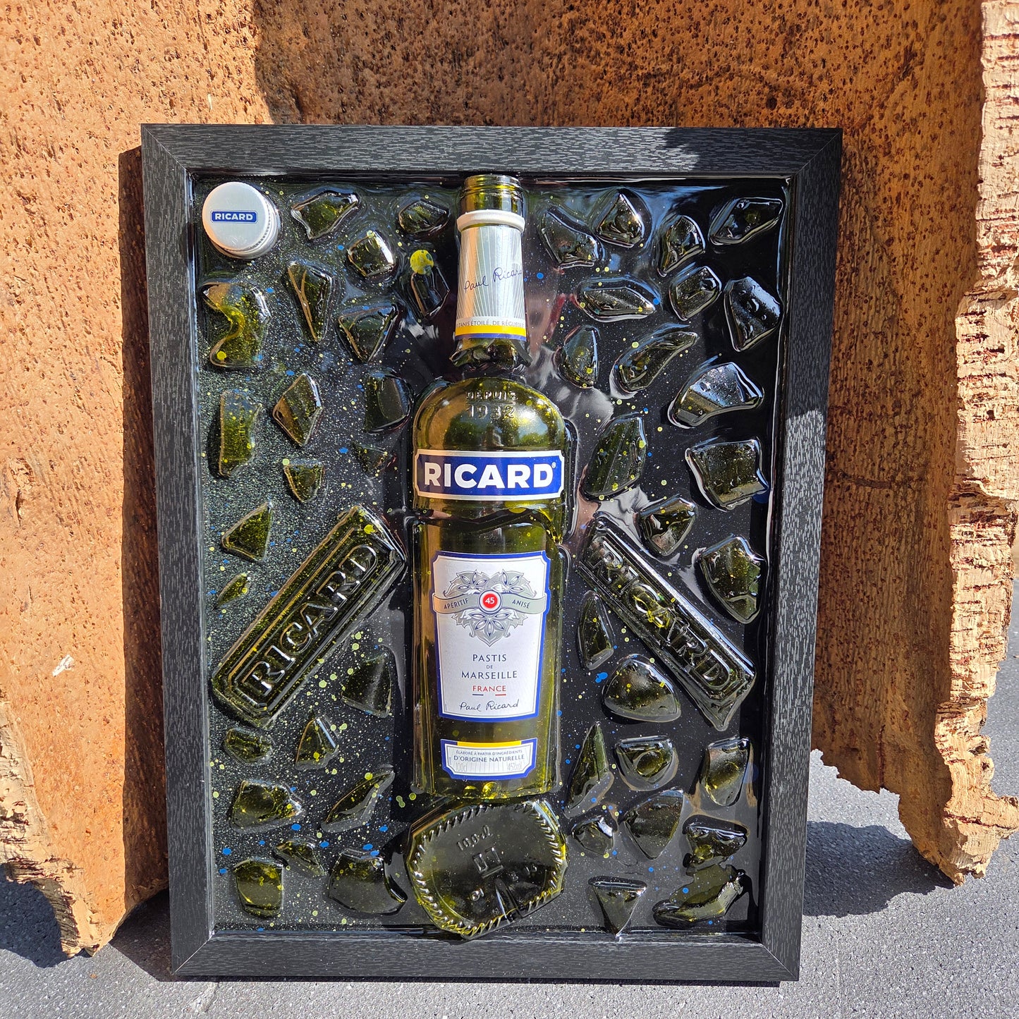 Tableau Déco Ricard en Résine Époxy - Bouteille cassée Original & Artisanal