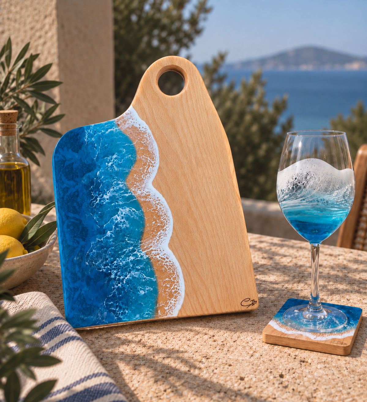 Planche à Découper Vague en Hêtre Massif Taille S