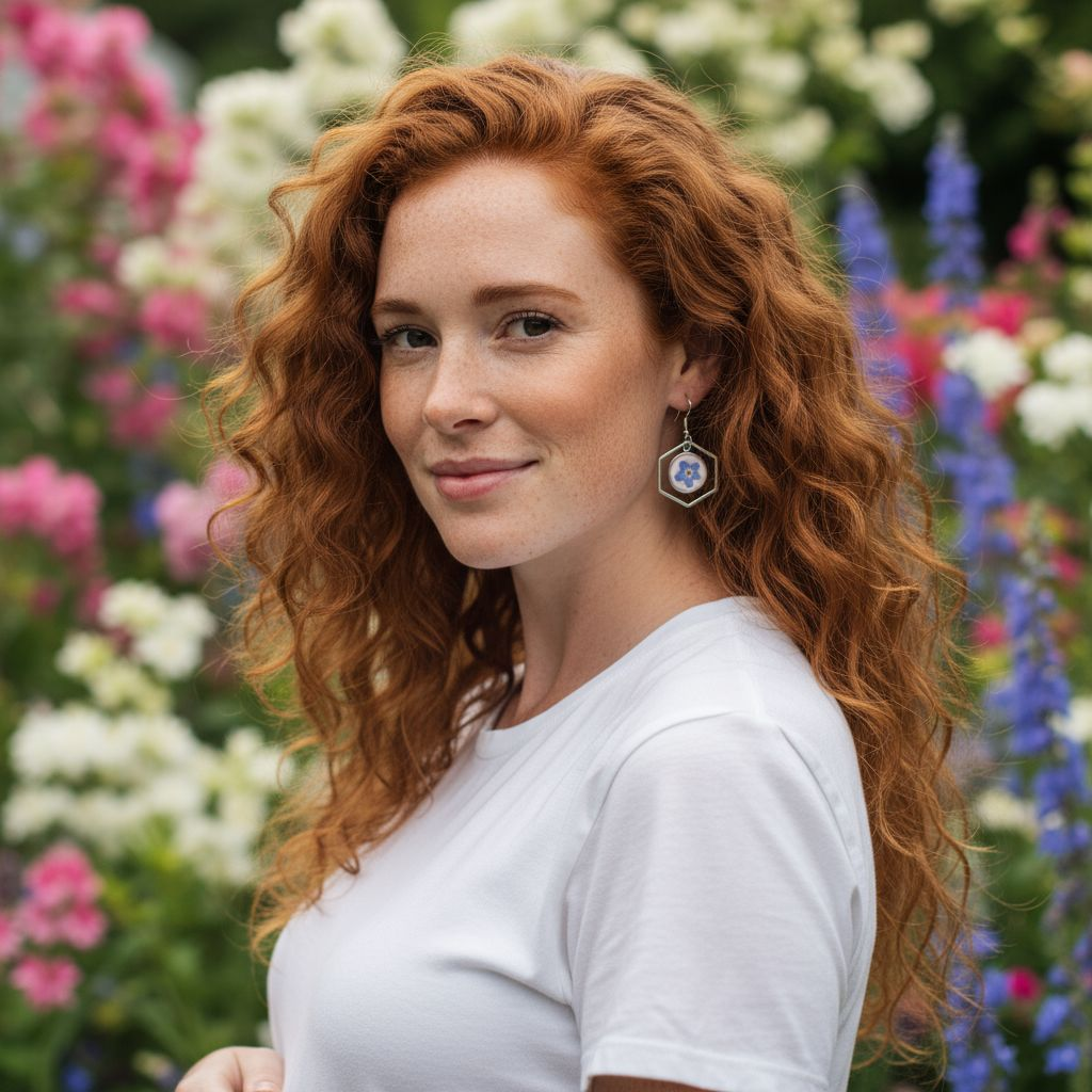 Boucles d’oreilles Fleur d’Hexagone - Résine & fleur naturelle bleue