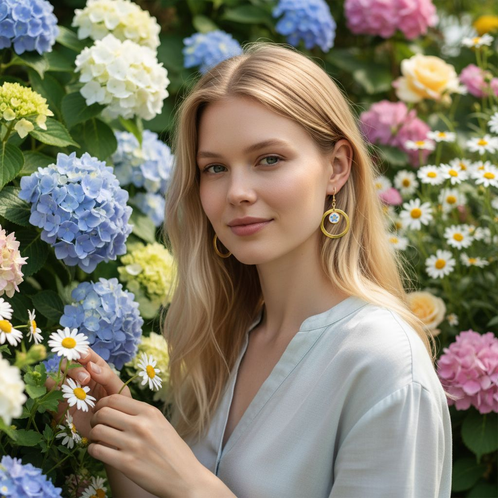 Boucles d’oreilles " Cercle d'Azur " Résine & fleur naturelle bleue