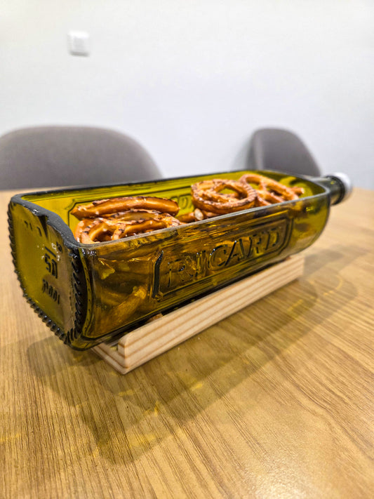 Plateau apéro bouteille Ricard - Coupelle apéritive artisanale en verre recyclé et coupé - Upcycling made in france