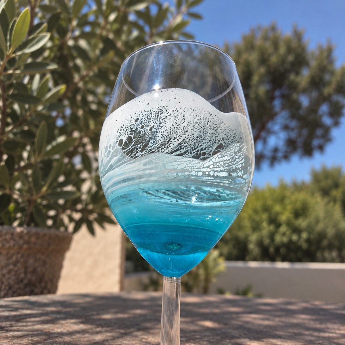 Duo de Verres à Vin Vague Bleue — Fait Main
